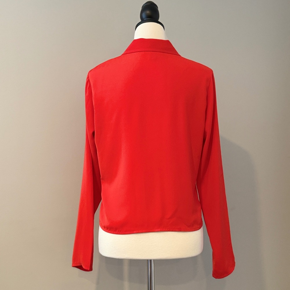 Michael Kors Persimmon Orange Chain Detail Blouse Gold Accent Size Small - Picture 2 of 16